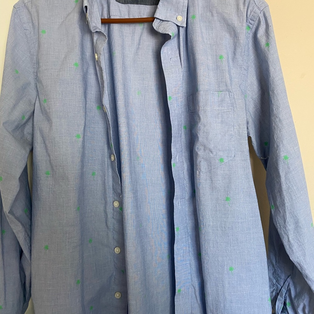 Banana Republic Blue and Green Casual Button Down Shirt